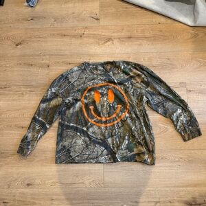 Camouflage Long Sleeve Shirt with Orange Smiley by dressed in lala